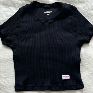 Alexander Wang Cropped Black Ribbed Tee